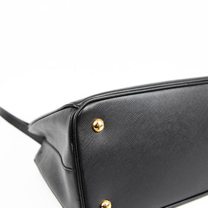 Saffiano Black Single-Zip Galleria Medium Tote with GHW