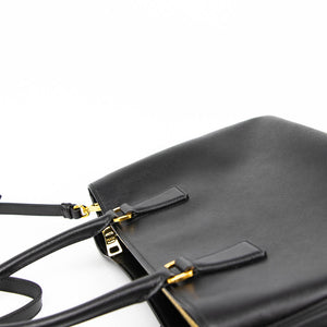 Saffiano Black Single-Zip Galleria Medium Tote with GHW