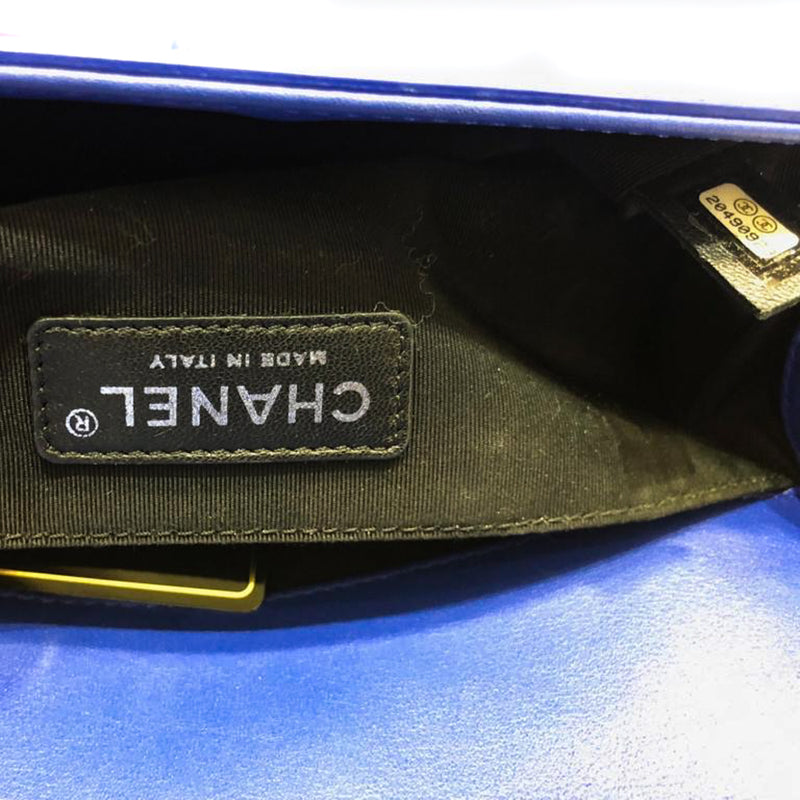 Old Medium Boy Bag in Blue Patent Leather with SHW