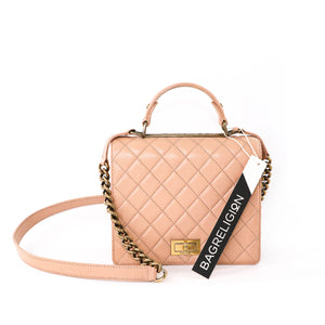 Rita Beige Top Handle Quilted Bag Crossbody