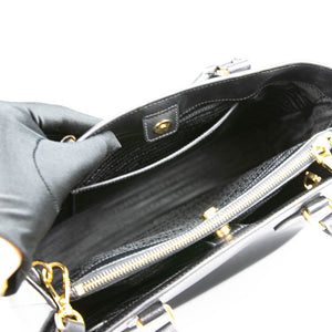 Saffiano Black Single-Zip Galleria Medium Tote with GHW