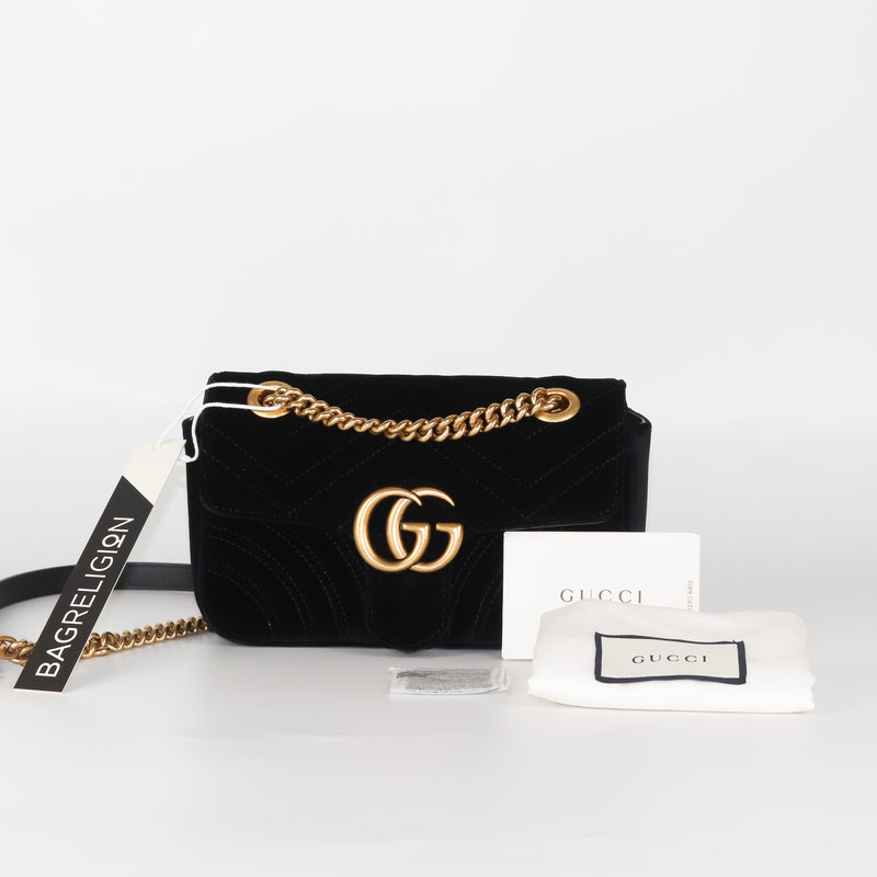 GG Marmont Black Velvet Mini Shoulder Bag