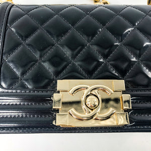 Small Boy Bag in Black Patent Leather with Shiny GHW