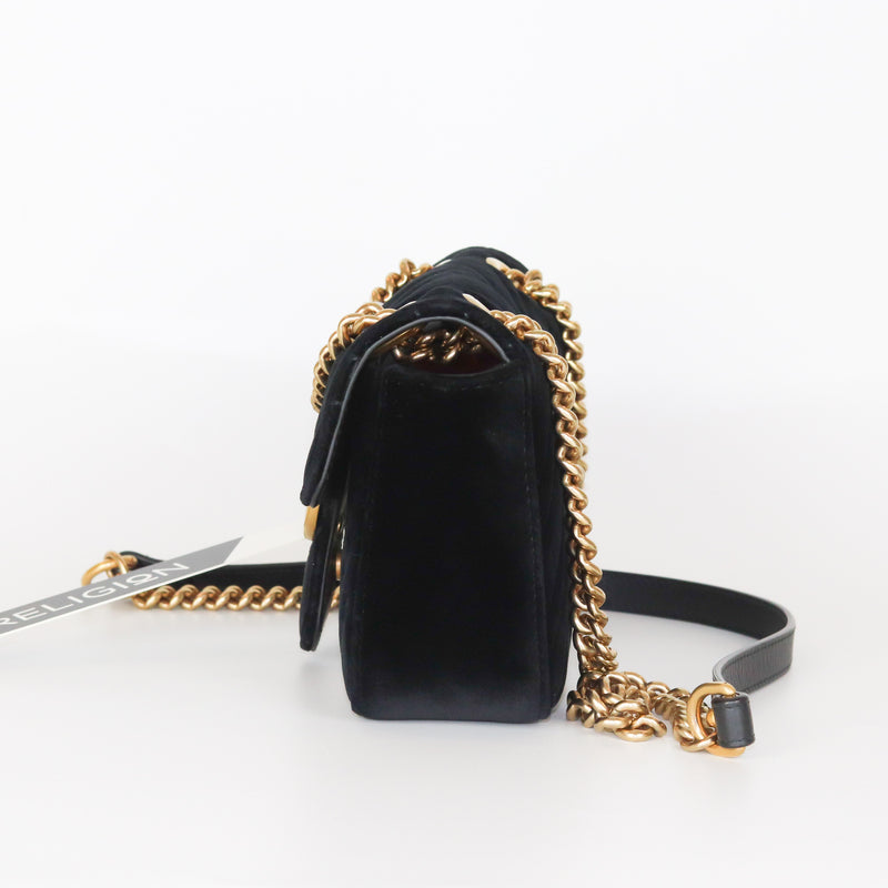 GG Marmont Black Velvet Mini Shoulder Bag