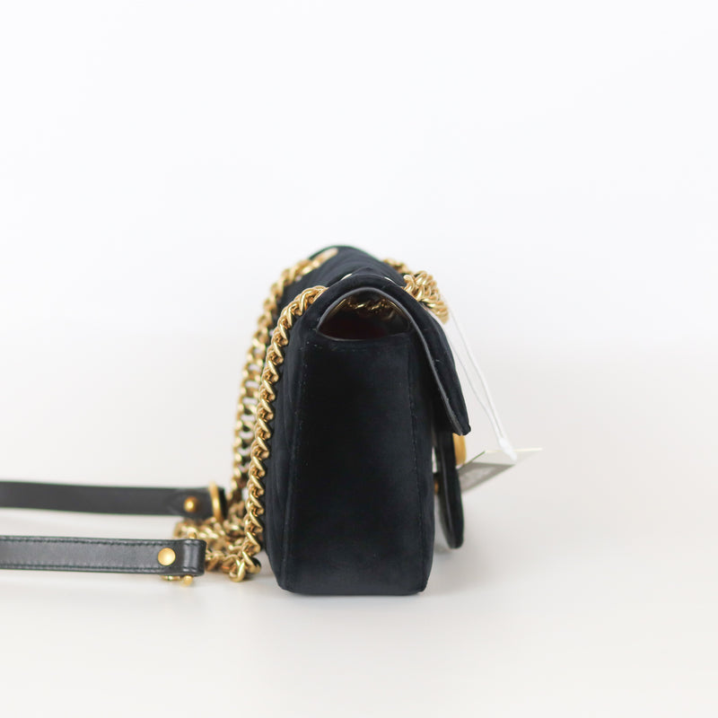 GG Marmont Black Velvet Mini Shoulder Bag