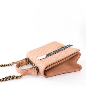 Rita Beige Top Handle Quilted Bag Crossbody