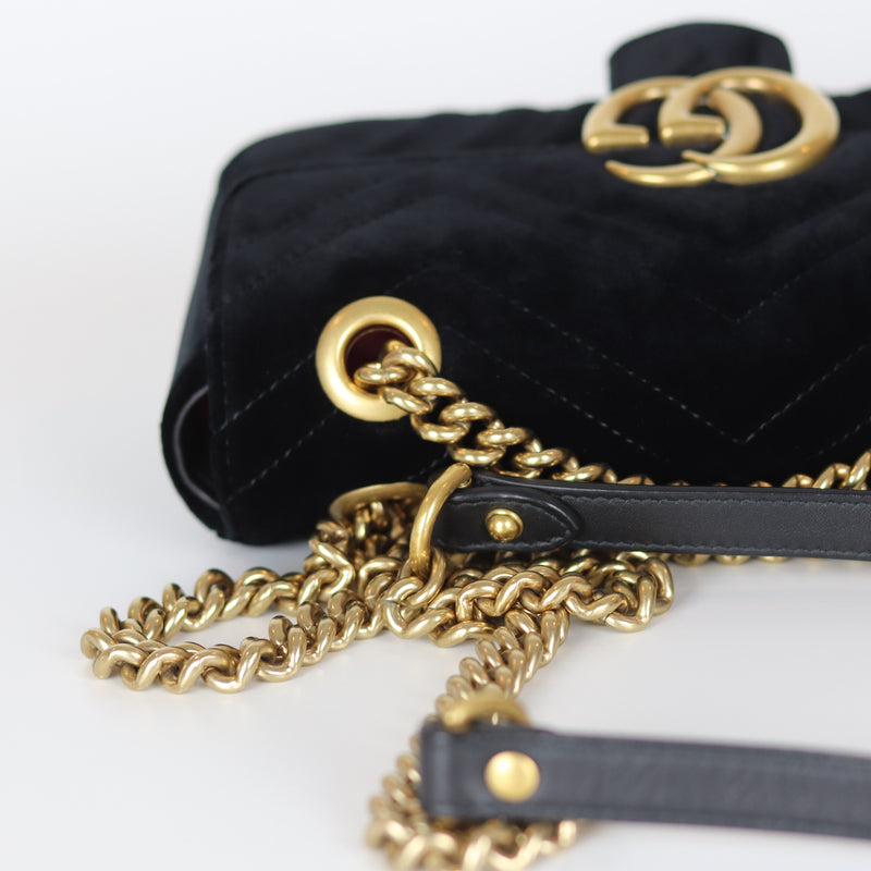 GG Marmont Black Velvet Mini Shoulder Bag