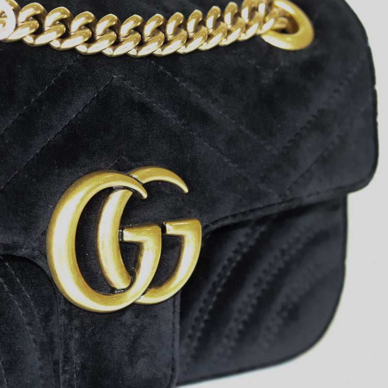 GG Marmont Black Velvet Mini Shoulder Bag