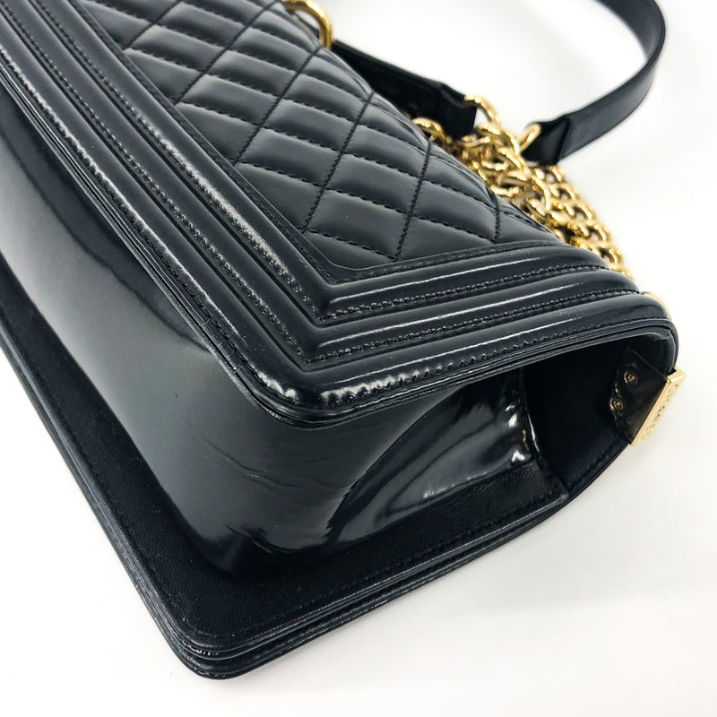 Small Boy Bag in Black Patent Leather with Shiny GHW