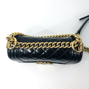 Small Boy Bag in Black Patent Leather with Shiny GHW