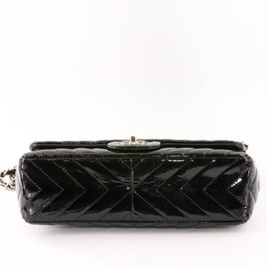 Classic Jumbo in Chevron Patent Leather with SWH Black