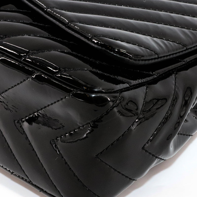Classic Jumbo in Chevron Patent Leather with SWH Black