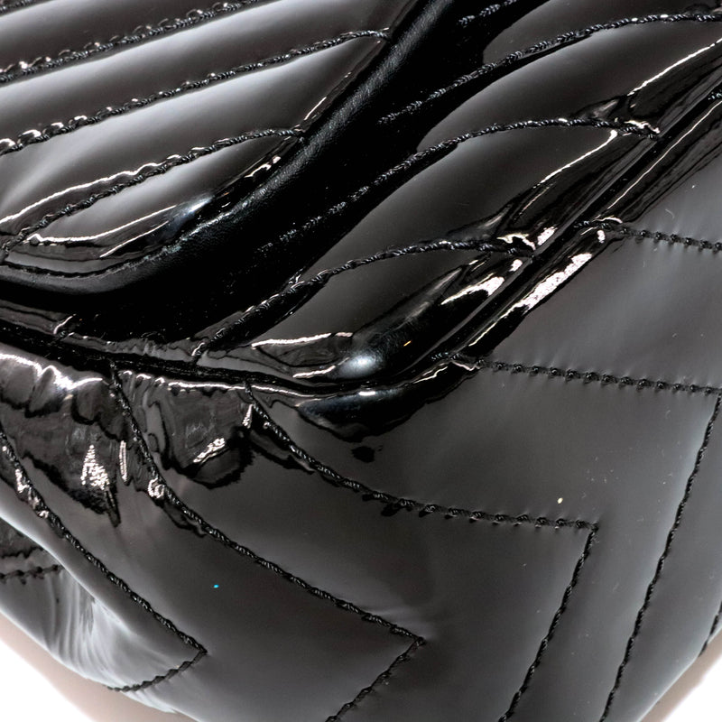 Classic Jumbo in Chevron Patent Leather with SWH Black