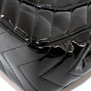 Classic Jumbo in Chevron Patent Leather with SWH Black