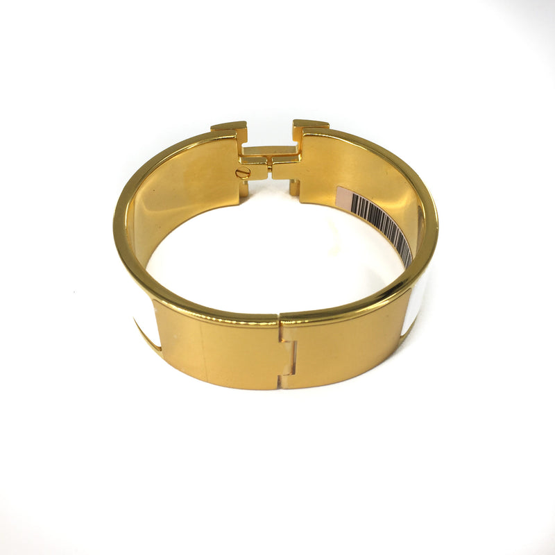 Clic H Bracelet in White Enamel & Gold Plated Hardware