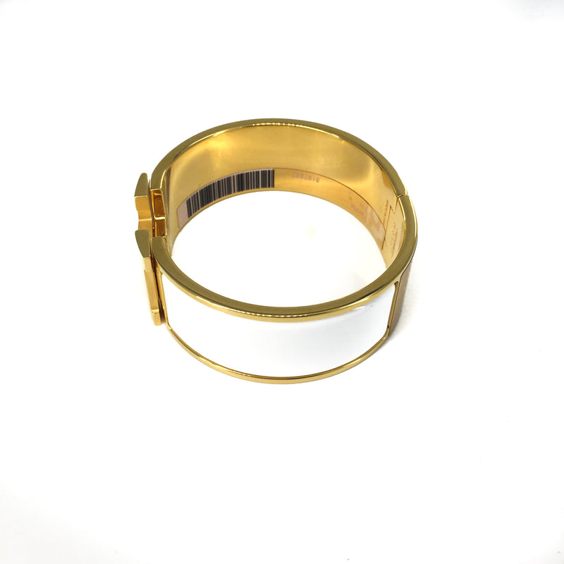 Clic H Bracelet in White Enamel & Gold Plated Hardware