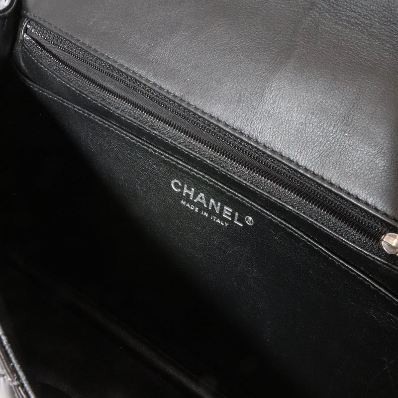 Classic Jumbo in Chevron Patent Leather with SWH Black