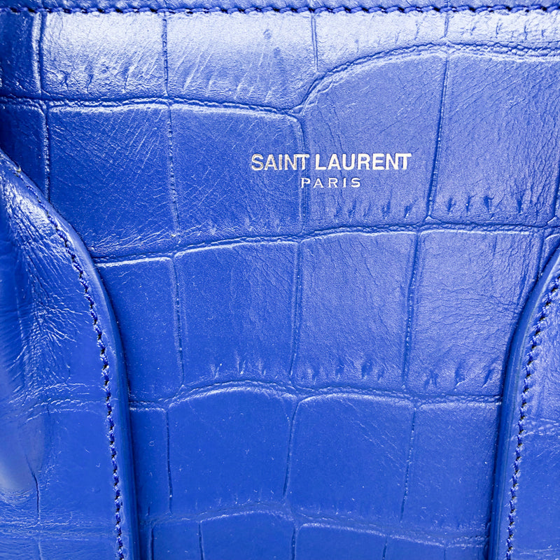 Sac De Jour Small in Embossed Croc Electric Blue