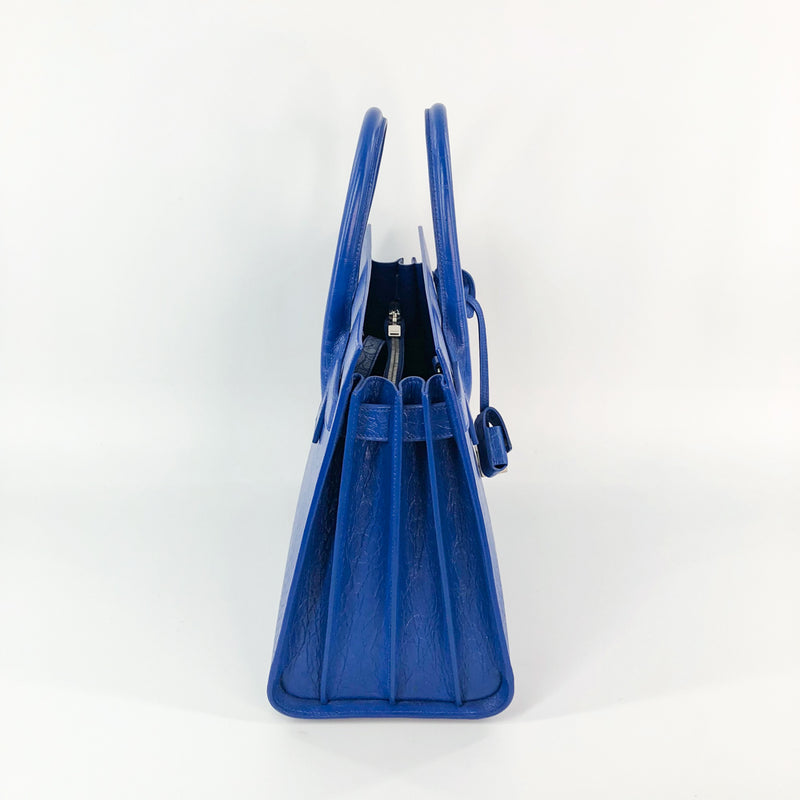 Sac De Jour Small in Embossed Croc Electric Blue