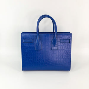 Sac De Jour Small in Embossed Croc Electric Blue