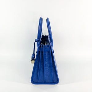 Sac De Jour Small in Embossed Croc Electric Blue