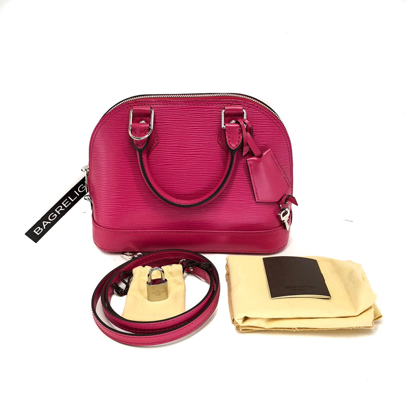 Alma bb leather handbag Louis Vuitton Pink in Leather - 35969600