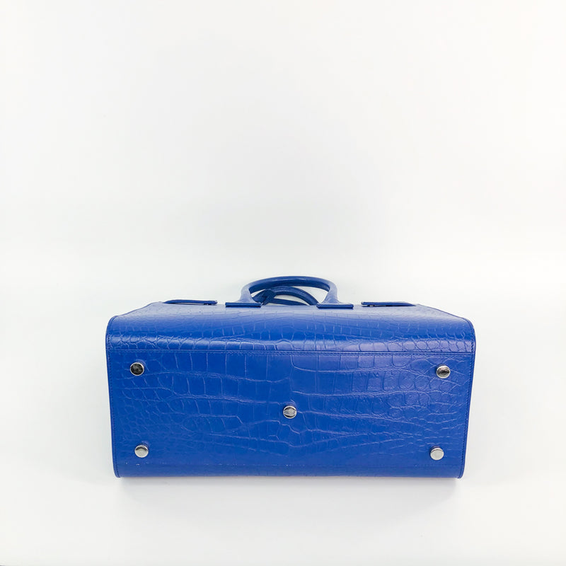 Sac De Jour Small in Embossed Croc Electric Blue