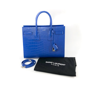 Sac De Jour Small in Embossed Croc Electric Blue