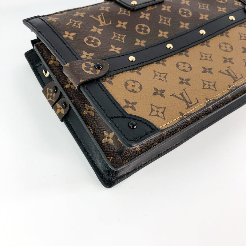Authentic Louis Vuitton Reverse Monogram Petite Malle Trunk Clutch Handbag