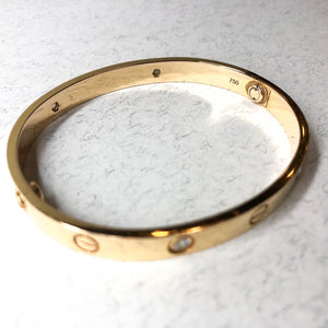 Love Bracelet Yellow Gold with 4 Diamonds (Size 17)