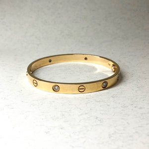 Love Bracelet Yellow Gold with 4 Diamonds (Size 17)