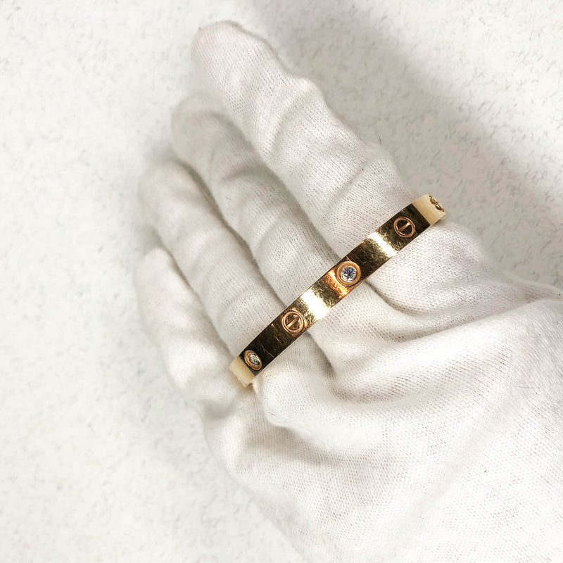 Love Bracelet Yellow Gold with 4 Diamonds (Size 17)