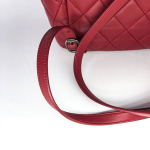 Quilted Backpack in Deep Red