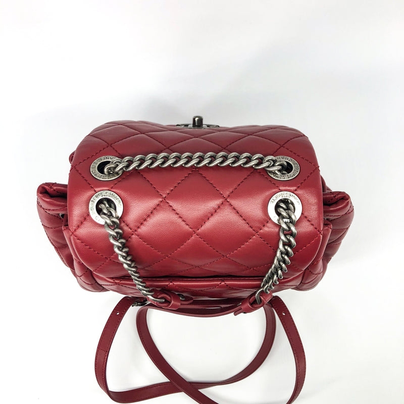 Quilted Backpack in Deep Red
