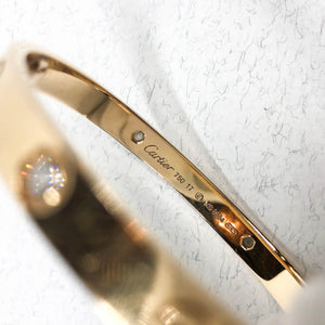 Love Bracelet Yellow Gold with 4 Diamonds (Size 17)