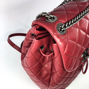 Quilted Backpack in Deep Red