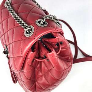 Quilted Backpack in Deep Red