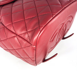 Quilted Backpack in Deep Red