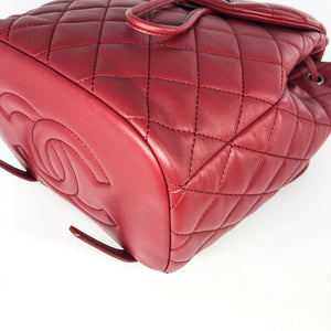 Quilted Backpack in Deep Red