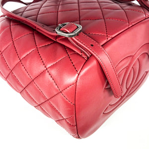 Quilted Backpack in Deep Red