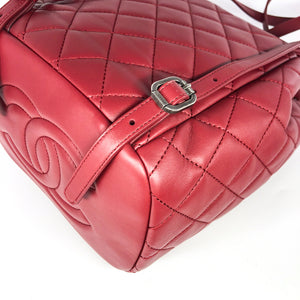 Quilted Backpack in Deep Red