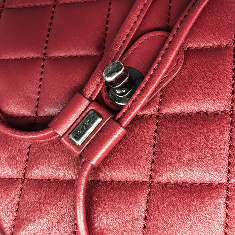 Quilted Backpack in Deep Red