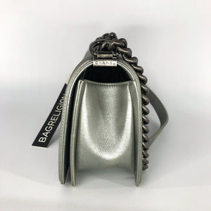 Silver Lambskin Boy Old Medium With Ruthenium Hardware