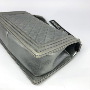 Silver Lambskin Boy Old Medium With Ruthenium Hardware