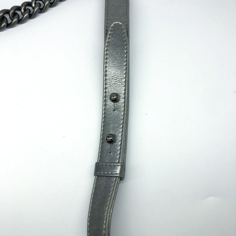 Silver Lambskin Boy Old Medium With Ruthenium Hardware