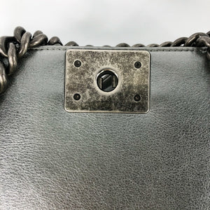 Silver Lambskin Boy Old Medium With Ruthenium Hardware