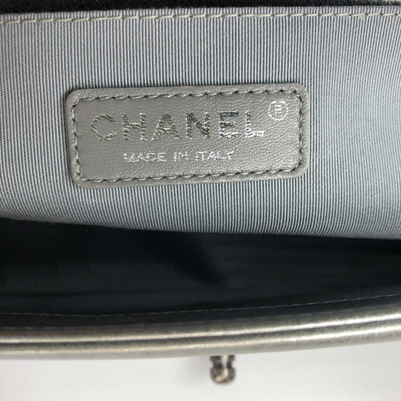 Silver Lambskin Boy Old Medium With Ruthenium Hardware