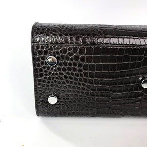 Sac De Jour Baby in Embossed Croc Dark Brown Tote