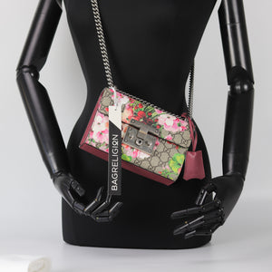 Small GG Supreme Monogram Blooms Padlock Shoulder Bag in  Antique Rose