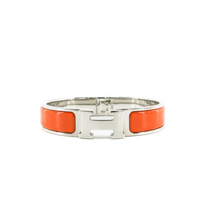 Orange Clic H Bracelet in Gold Plated Enamel Bracelet Size PM